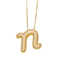 Collier lettre n dorée avec pierres de zircone blanche et chaîne à mailles carrées - Lettre N