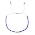 Handmade Bohemian blue beaded bracelet with adjustable cord and freshwater pearl - Blue