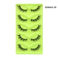 Detailed view of five pairs of 3D cat-eye false eyelashes in a bright green tray - 3D Natural Long Curled Style (3DMAO-39)