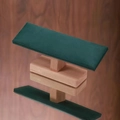 Green velvet and rubber wood watch display stand with elegant mirror reflection - Dark Green Velvet