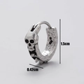 Close-up of gothic skull earring showing 1.5cm height and 0.42cm width dimensions - Skull with Spike Style (S42)