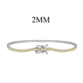 2MM S925 sterling silver tennis bracelet with sparkling yellow round zircon stones - 2mm / Yellow / 17cm