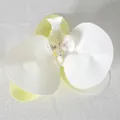 Testa di orchidea artificiale bianca e gialla per accessori da sposa e decorazioni fai-da-te - Pellicola 3D Bianco Verde (Grande)