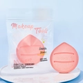 Pink heart-shaped marshmallow powder puff with embossed pattern in clear zipper packaging - Mousse Cream Light Puff (Light Pink)