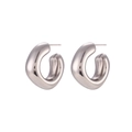 Minimalist square hollow stainless steel hoop earrings with silver metallic finish for women - Square Beveled Hollow Earrings / Silver