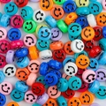 Colorful round acrylic smiley face beads for DIY necklace and bracelet jewelry making - Multicolor Black Smile