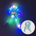 Light blue LED glow hair scrunchie in translucent fabric with dual light modes - Bunny Ear Glowing Sky Blue