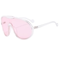 Occhiali da sole shield rosa trasparente oversize con montura avvolgente alla moda - Montatura Trasparente Lenti Rosa