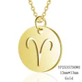 Goldene Widder-Sternzeichen-Halskette mit hohlrundem 13-mm-Edelstahlanhänger - Widder / Stahlfarbe