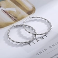 Orecchini a cerchio in acciaio argento stile bambù con elegante design segmentato - Argento