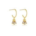 Detailed close-up of S925 silver bee earrings with rainbow zircon and golden finish - 925 Silver / Gold
