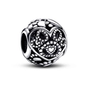 Silver plated heart bead with pet paw print design and oxidized vintage finish - Heart Pet Paw Print Hollow (L0121039-14)