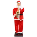 Singing and dancing Santa Claus with saxophone in red velvet suit festive decoration - 1.8m Moving Hat Saxophone Santa