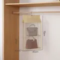 Beige 2-layer hanging handbag organizer with mesh pockets and 40x16x70cm dimensions - 2-Tier / Beige