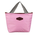 Rosafarbene Isoliertasche für Lunchbox mit grauen Henkeln und wasserdichtem Stoff - Rosa