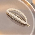 Elegante fermaglio per capelli a spirale in oro chiaro con perle bianche decorative - Fermaglio Twist Stile Perla Filante