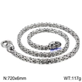 Silver stainless steel hip hop skull king chain necklace with 6mm square weave pattern - Steel Color (KN113573-Z)