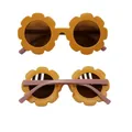 Toddler flower sunglasses with yellow frames and purple temples in style C43 - Kids / C43 Mustard Yellow Frame Brown Temple