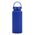 Deep blue matte stainless steel insulated water bottle with handle and 1L capacity - Sapphire Blue