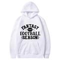 Weißer American Football Hoodie mit schwarzem Fantasy Football Season Print und Tasche - S / Oberteile / Weiß