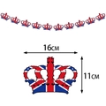 Ghirlanda corona Union Jack per decorazione incoronazione Re Carlo, misura 16x11cm - Banner a Corona (10 pezzi/filo)