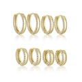 Set of four gold-plated S925 sterling silver hoop earrings with pavé cubic zirconia - Gold Plated 925 Silver / Inner Diameter 6mm / Gold