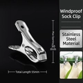 Set of 40 stainless steel clothespins 55mm long with heavy-duty windproof spring clips - Windproof Sock Clips - 40 Pack