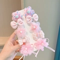 Set de 10 barrettes roses pour filles avec fleurs en dentelle et nœuds mignons - Set de 10 pièces Nœud rose 343#