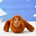 Detailed view of a cute brown plush orangutan keychain with a faux leather face. - Gorilla / 10cm (Lobster Clasp-Gold) / Dark Brown