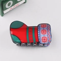 Détail d'une pince à cheveux en forme de chaussette de Noël avec motifs de flocons - 8# Chaussette de Noël