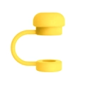 Yellow peach blossom silicone straw cover for 10mm straws with protective dust cap - Yellow Cylinder