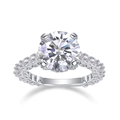 Luxuriöser S925 Sterlingsilber Ring mit 5 Karat Moissanit und seitlichen Diamanten - US Größe 5 / Runde Halo-Fassung Moissanit Ring (R15123)
