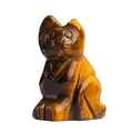 Carved tiger eye stone cat figurine with distinctive yellow and brown mineral stripes - 1.5 Inch / Tiger's Eye