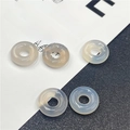 Five translucent grey-white natural aventurine stone donut beads for DIY jewelry making - Grey Agate 1PC