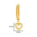 Titanium alloy navel ring with golden hollow heart pendant and clear zircon stones - Gold