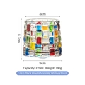 270ml spinning whisky glass with colorful woven pattern texture and weighted base - Multicolor Weave Pattern