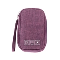 Portable purple digital accessories organizer bag with hand strap and zipper - Purple