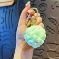 Portachiavi peluche gelato verde menta con cono marrone e chiusura dorata - Verde matcha
