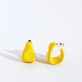 Modern minimalist yellow enamel irregular twisted stud earrings on white background - Yellow (787)