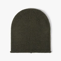 Winter chunky knit slouchy beanie hat in deep olive green finish for cold weather - One Size / Dark Green