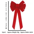 Large red velvet Christmas bow decoration with long ribbons and 49cm height - Style C: 26cm*49cm