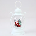 White Christmas lantern with Santa Claus and LED candle light for holiday decor - Santa Claus / White Santa Claus