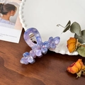 Elegant purple acetate flower hair claw with gradient finish and sparkling rhinestones - Blue and Purple