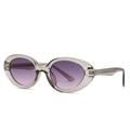 Retro oval sunglasses with translucent light grey frame and purple gradient lenses - C5 Grey Frame Light Grey Lens