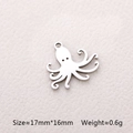 Silver octopus pendant in stainless steel, size 17mm by 16mm, weight 0.6 grams - Octopus / Steel