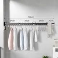 Three-fold wall-mounted folding drying rack in matte black finish with 18 windproof holes - Black (Upgraded 3-Fold/18 Holes 15 Clips)