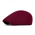 Breathable burgundy mesh flat cap with curved brim for lightweight summer sun protection - Adjustable / Burgundy