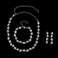 Silver bridal jewelry set with sparkling rhinestones necklace, bracelet and earrings - Necklace + Earrings + Bracelet / White/Clear (3-Piece Set)