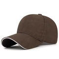 Dark brown cotton baseball cap featuring white rim detail and adjustable strap - Adjustable / Coffee with White Edge