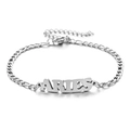 Silbernes Edelstahl-Figaro-Armband mit einem ausgestanzten Widder-Sternzeichen-Namensschild - Silber-Widder